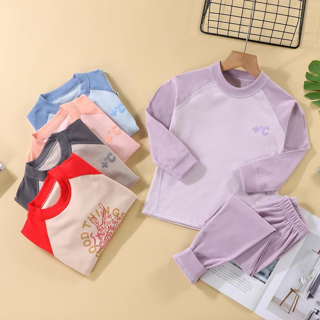 Warm Children's Pajama Set: Plush Long Sleeve Top & Trousers for Boys & Girls (Autumn/Winter)
