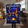 1PC Custom Name Forest Bear Heart Patterned Flannel Blanket Suitable For All Seasons for Home Decor Warmth and Comfort Gifts Holiday Present_lx