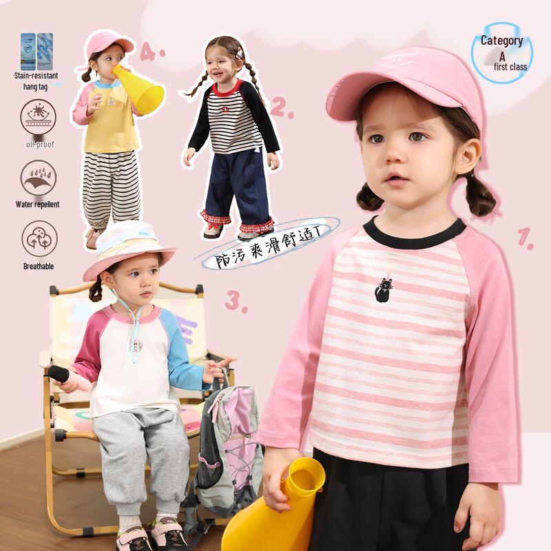 

LUSON Baby Girls Striped Long-Sleeve T-Shirt 100