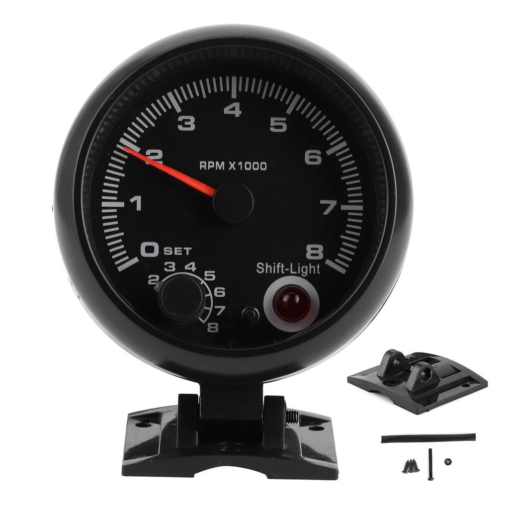 3.75in 12V Car Tachometer 0?8000RPM Pointer Tacho Gauge Meter with Adjustable Shift Light