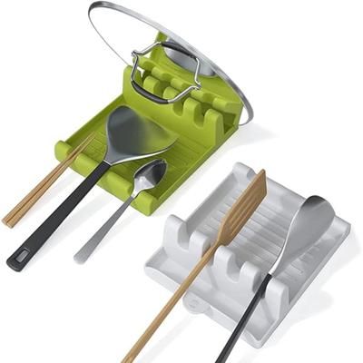 Ocak Üstü için Gereç Dayanağı, Damlama Pedi ve Tencere Kapağı Tutucu Standlı Spatula/Köpük Kepçe/Kaşık Dayanağı, Çok Fonksiyonlu Mutfak Spatula Rafı
