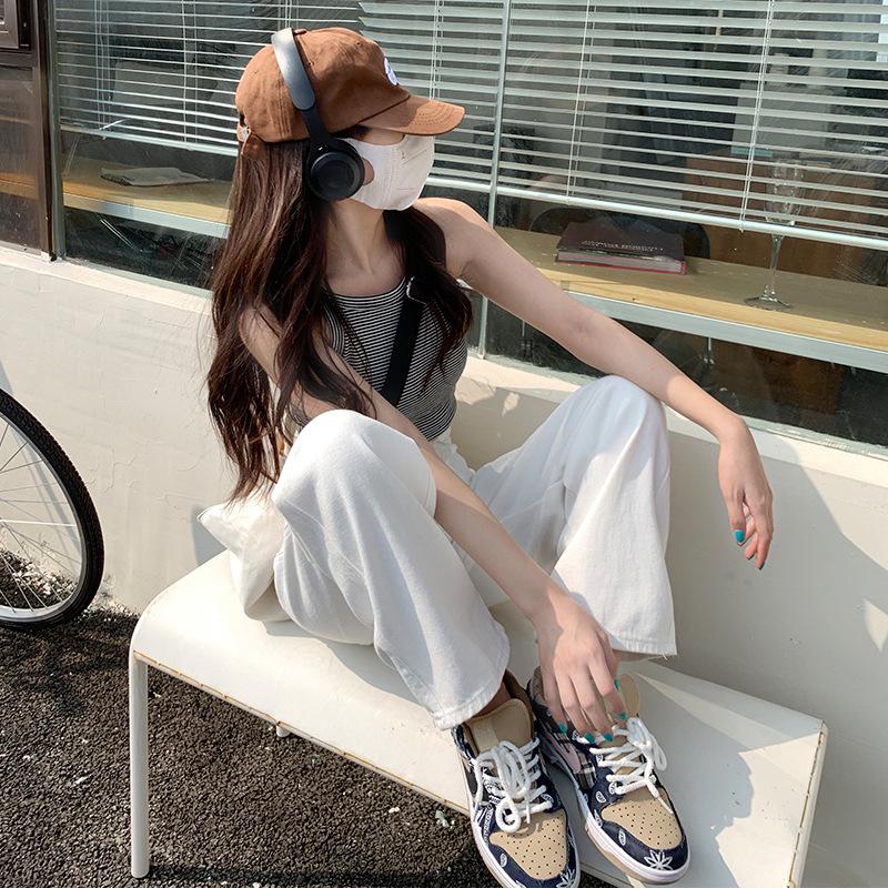 Wide-Leg White High-Waisted Jeans for Women - Floor-Length, Loose Fit, Spring/Autumn 2026 Trendy Style