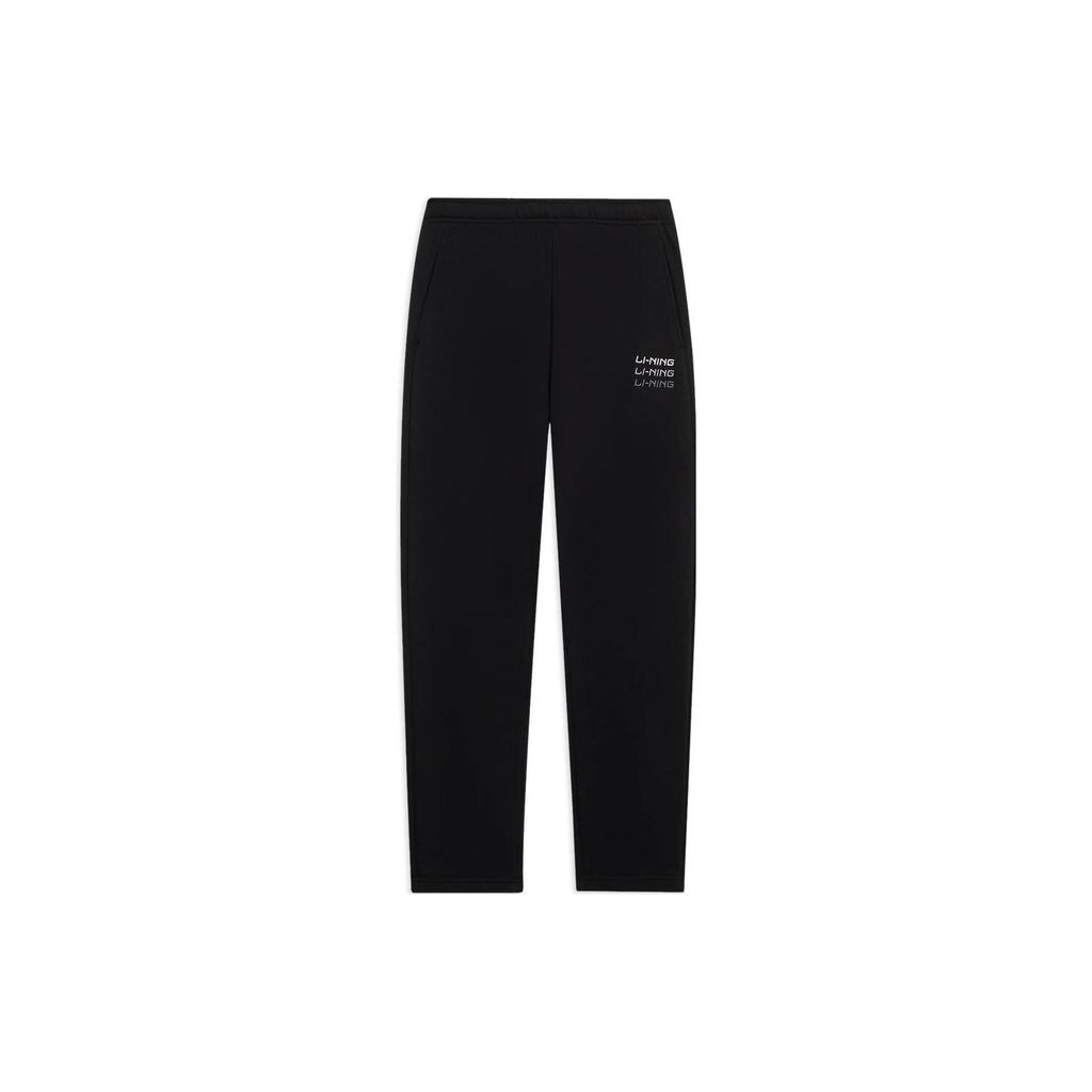 Li-Ning Fashion Series Solid Color Print Letter Straight Sweatpants Men Bottoms Black AKLSG47-3