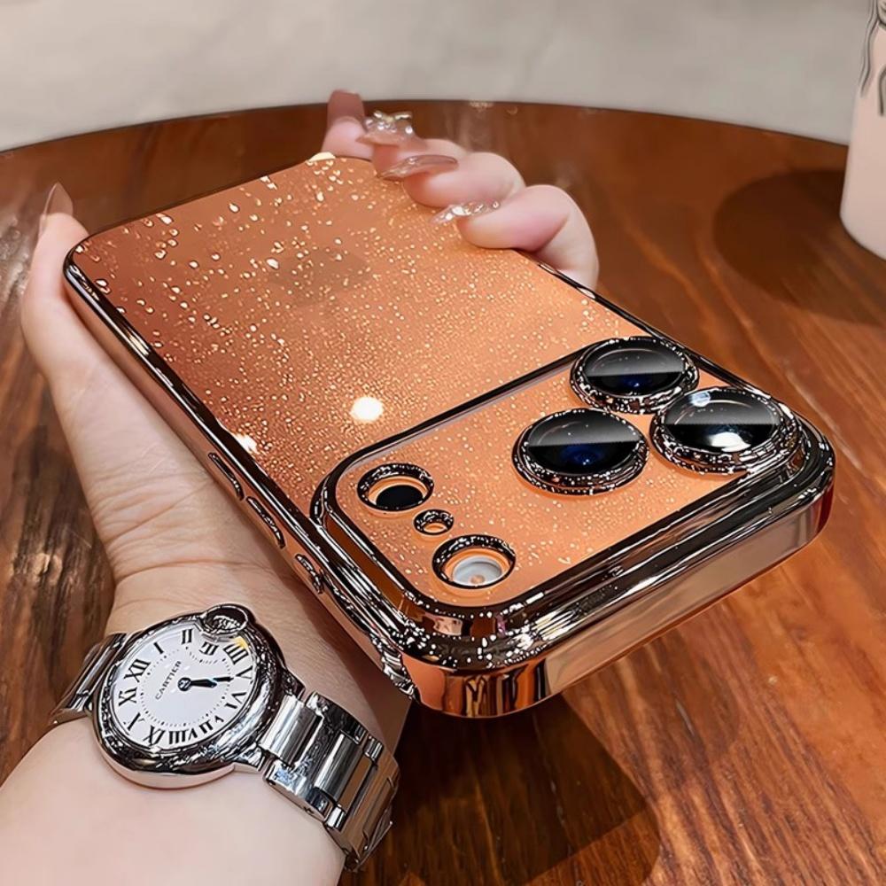 Plating Transparent Sparking Powder Phone Case For iPhone 17 Pro Max 16 15 14 Plus 17 Air Lens Camera Protection Clear Cover