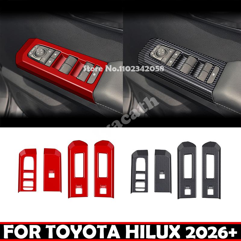 RHD FOR TOYOTA HILUX 2026 2027 ABS CarbonFiber door armrest window rise switch glass control swtich panle Interior Accessories