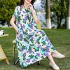 Plus Size Elegant Women's Summer Dress Vintage Clothes Short Sleeve Loose Long Dresses