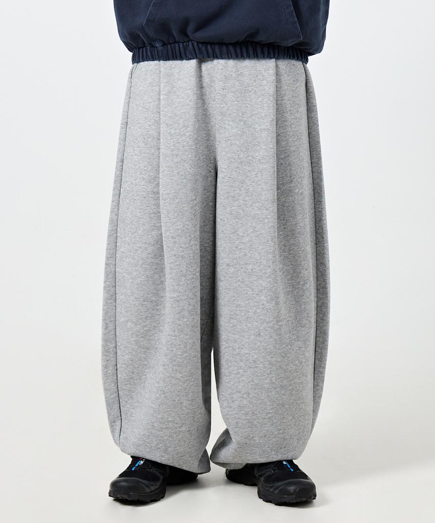 Dimiteulibeullaeg Asi Essential One-Pleat Curved Balloon Sweatpants_Melange