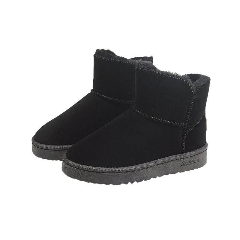 

Зимние ботинки-дутики Haoyang с круглым носком, однотонные, средней высоты, на плоской подошве, теплые, женские, модные и универсальные 40 чёрный