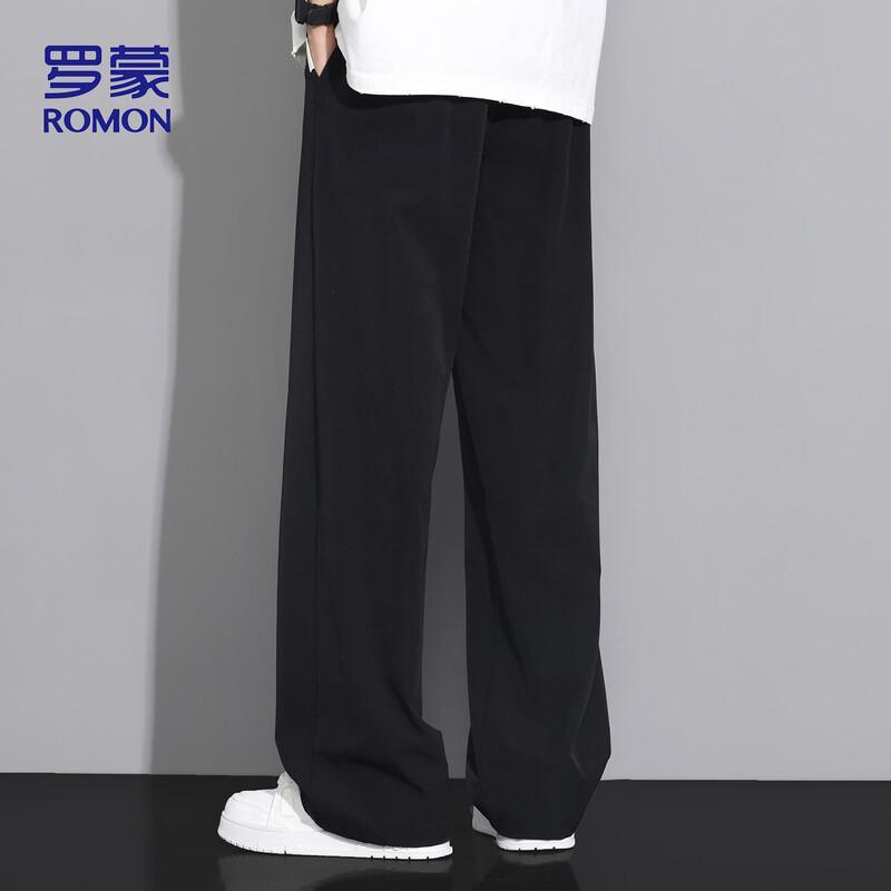 ROMON Men's Summer Ice Silk Straight-Leg Casual Trousers