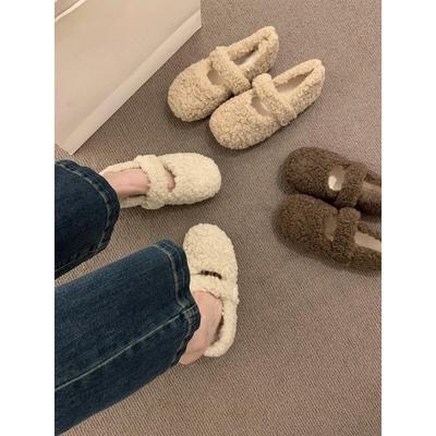 Gentle Fairy Wind Round Head with Fluffy Shoes, Flat-bottomed Pregnant Women Warm Doudou Cotton Shoes