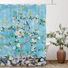 Floral Shower Curtain, Flowers and Birds Texture Fabric  Waterproof Bathroom Curtains with Hooks Bathroom Decor Curtain