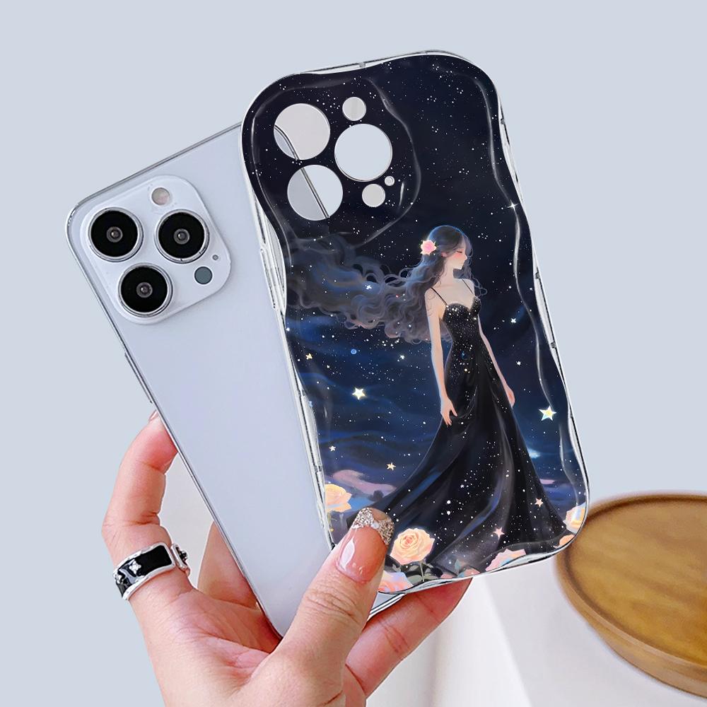 Model de desene animate Carcasă cu textura cremă Marginea ondulată Husă din silicon moale Husă pentru telefon pentru iPhone Samsung Huawei Honor Xiaomi Redmi Infinix Tecno