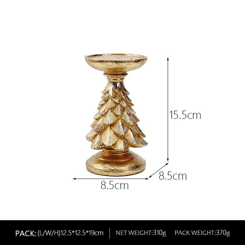 Gold Christmas Tree Candlestick Holder - Festive Home Decoration Ornament