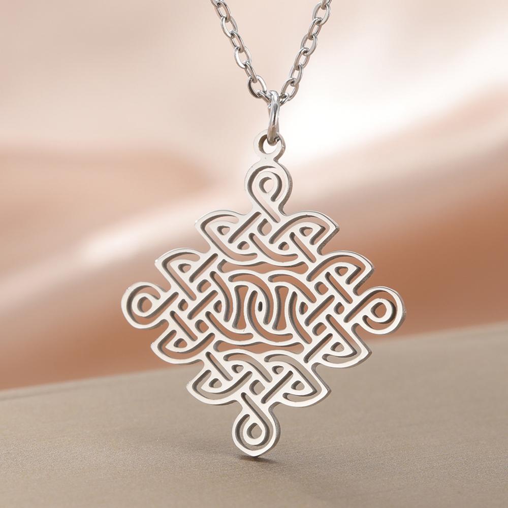 Dawapara Infinity Celtics Knot Necklace Irish Good Luck Amulet Sacred Geometry Stainless Steel Jewelry New Year Gift