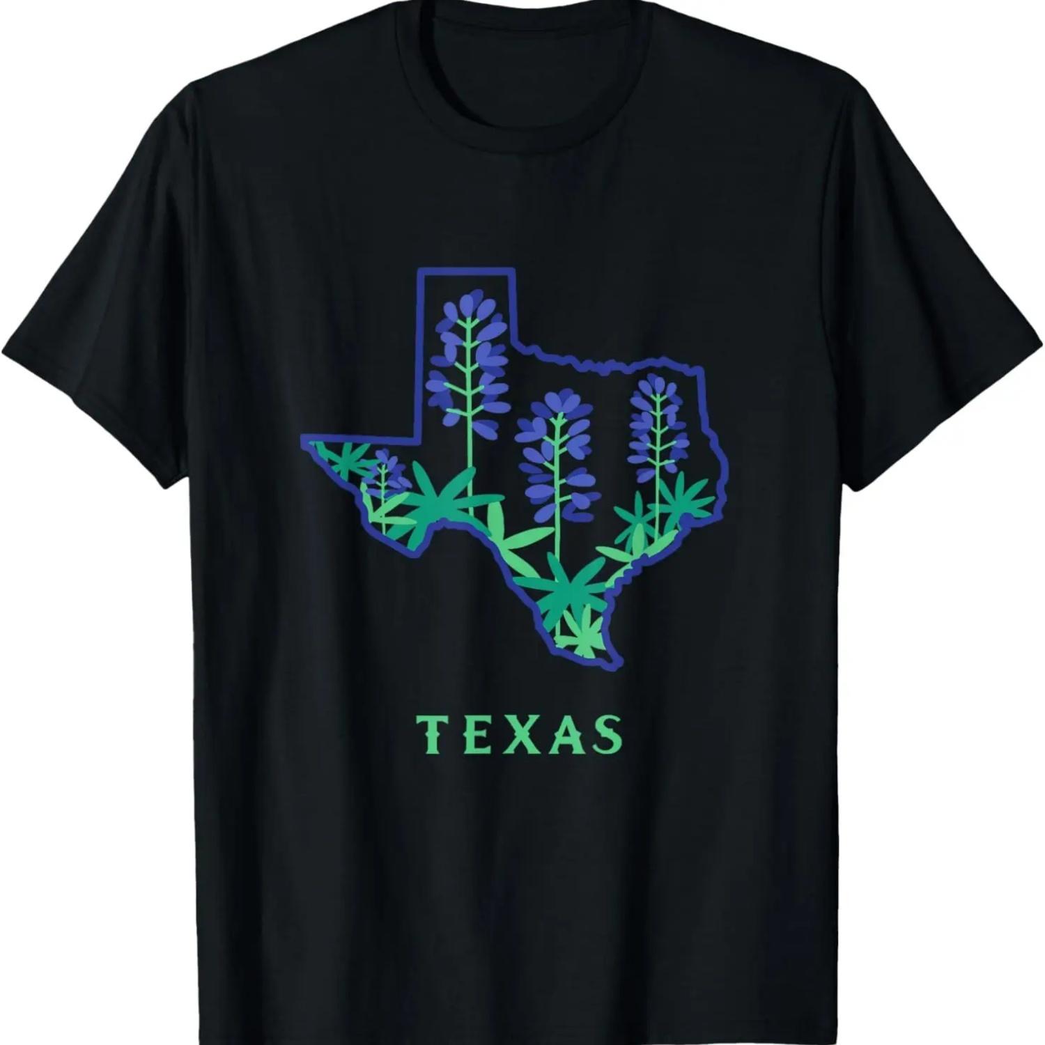 Cute Love Texas State Map Texas Bluebonnets Texas Pride T-Shirt S
