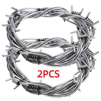 2Pcs Halloween Party Fake Barbed Wires PVC 2.4M Simulation Barbed Wire Hanging Rope Prop Masquerade Ball Decor