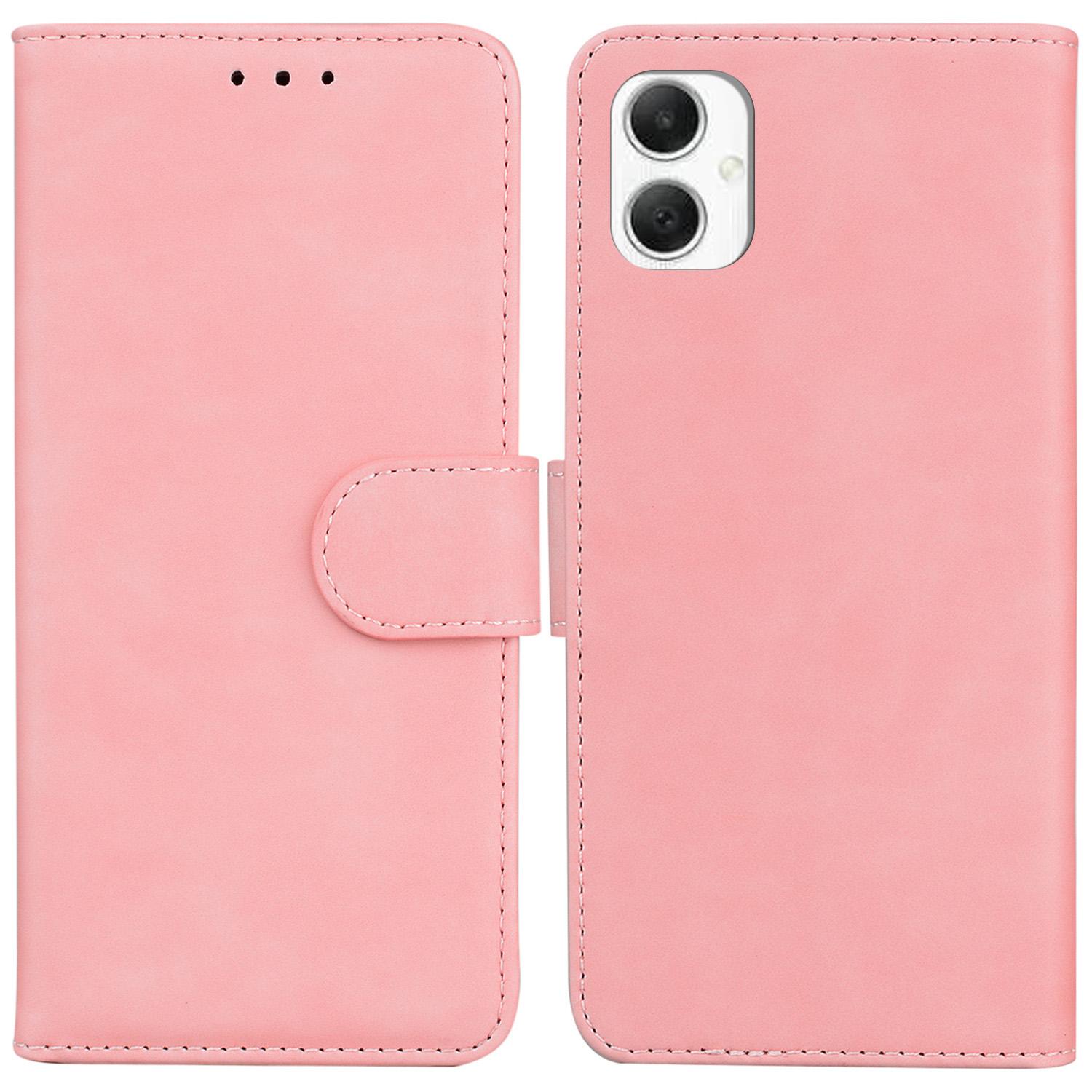 

For Samsung Galaxy A06 4G Case Solid Color Leather Wallet Phone Cover Pink