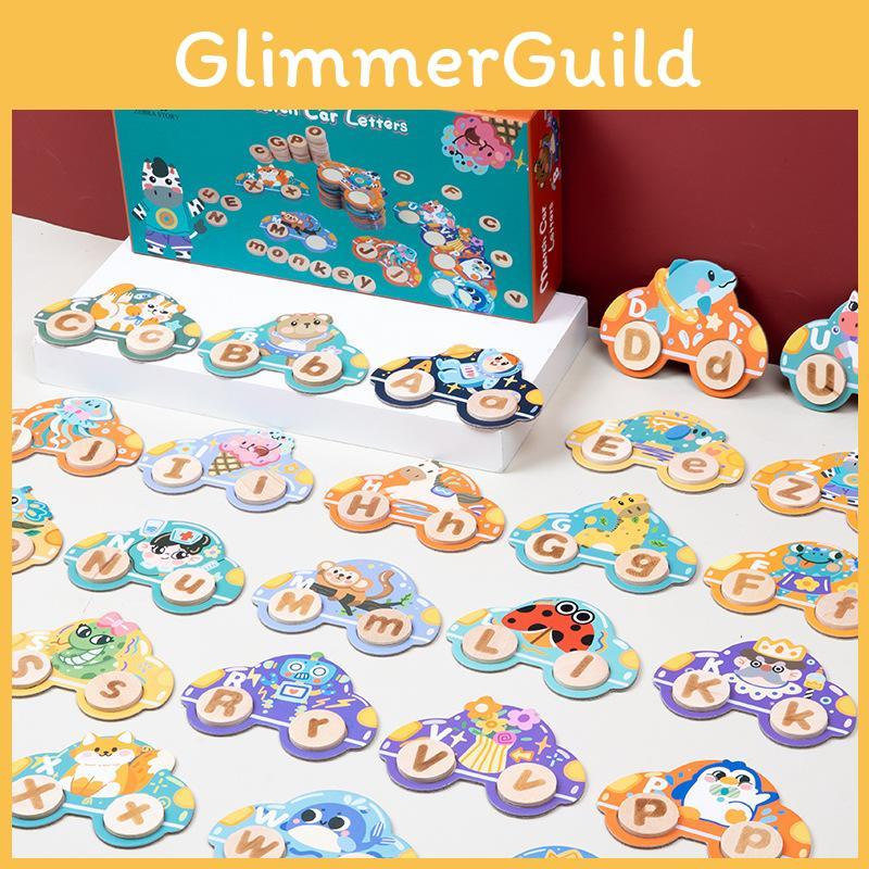 Kids Wooden Alphabet Toys Car Set For Early Education Development Cognitive