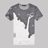 Trendy Mens Fashion Milk Poured Pattern Printed Short Sleeve Round Neck T-shirt