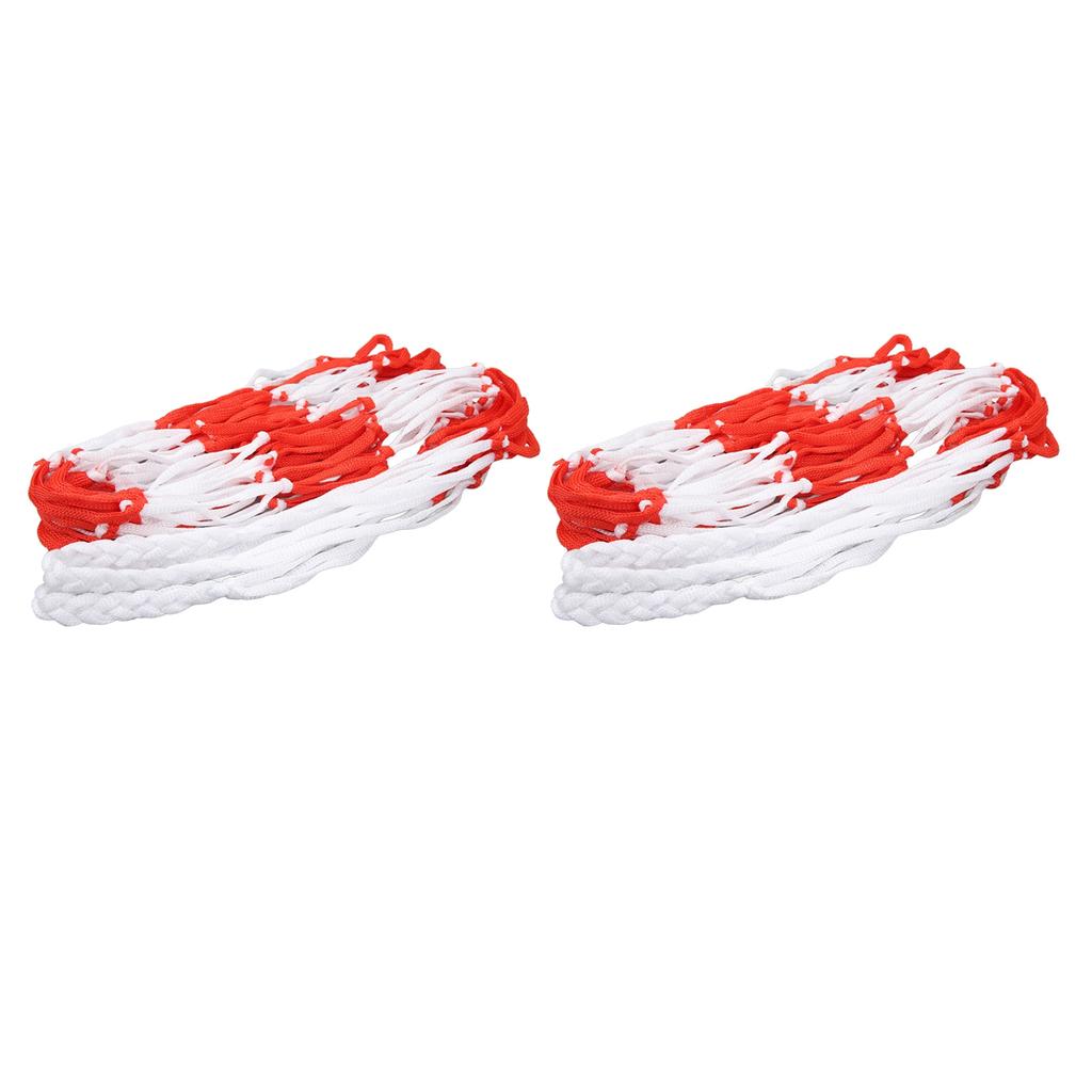 2PCS Large Sports Ball Bag Nylon Ventilate Red and White Basketball Net Bag for Holding Basketball Volleyball Baseball
