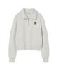 WACKY WILLY Women'S Lily Crop Collar Half-Zip Oatmeal