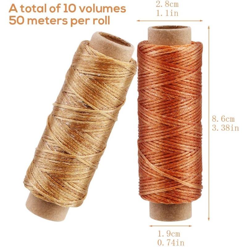 Hilo Encerado de 10 Colores, Hilo de Coser para Cuero Colorido, 55 Yardas por Color, Hilo de Coser, Hilo para Coser a Mano, Costura a Mano de Cuero y Encuadernación