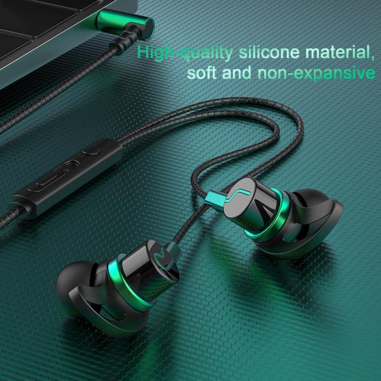 Wired Earphone Stereo Sound Sports Headset with Microphone 3.5mm/Type-C Plug In-ear Headphone for Game Music Calls