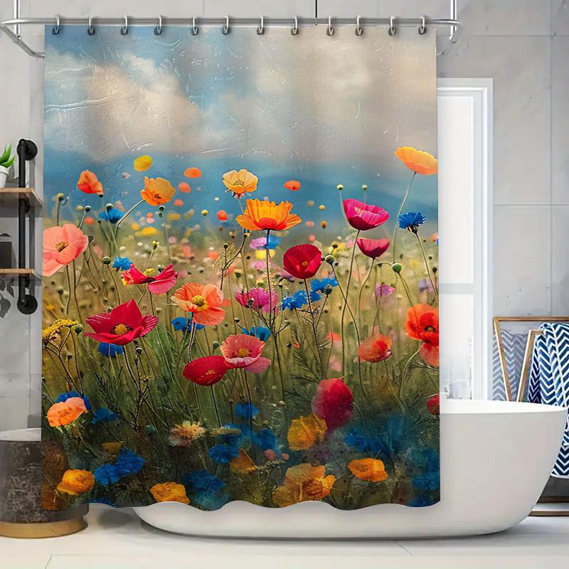 

Watercolor-Inspired Shower Curtain With Vibrant Floral Designs Perfect For Adding A Pop Of Color To Your Bathroom #Bathroomdecor W60H190(CM)-1 Pcs