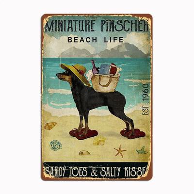 Miniature Pinscher Dog Metal Sign Poster Garage Room Wall Decoration Cinema Living Custom Tin Vintage Home Decor
