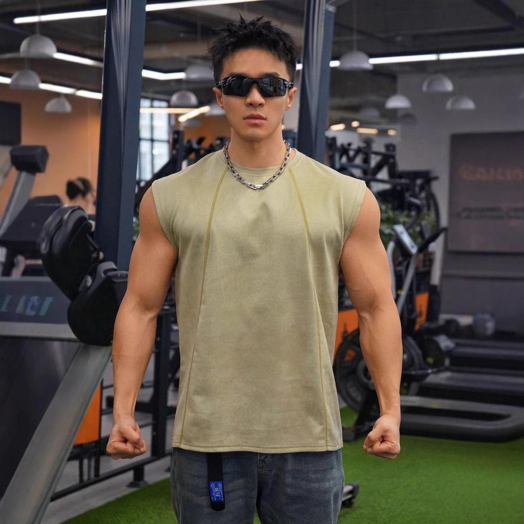 Ανδρικό Βαμβακερό Αμάνικο Tank Top American Fitness Brothers με Φαρδιούς Ώμους για Καλοκαιρινό Τρέξιμο και Αθλητισμό