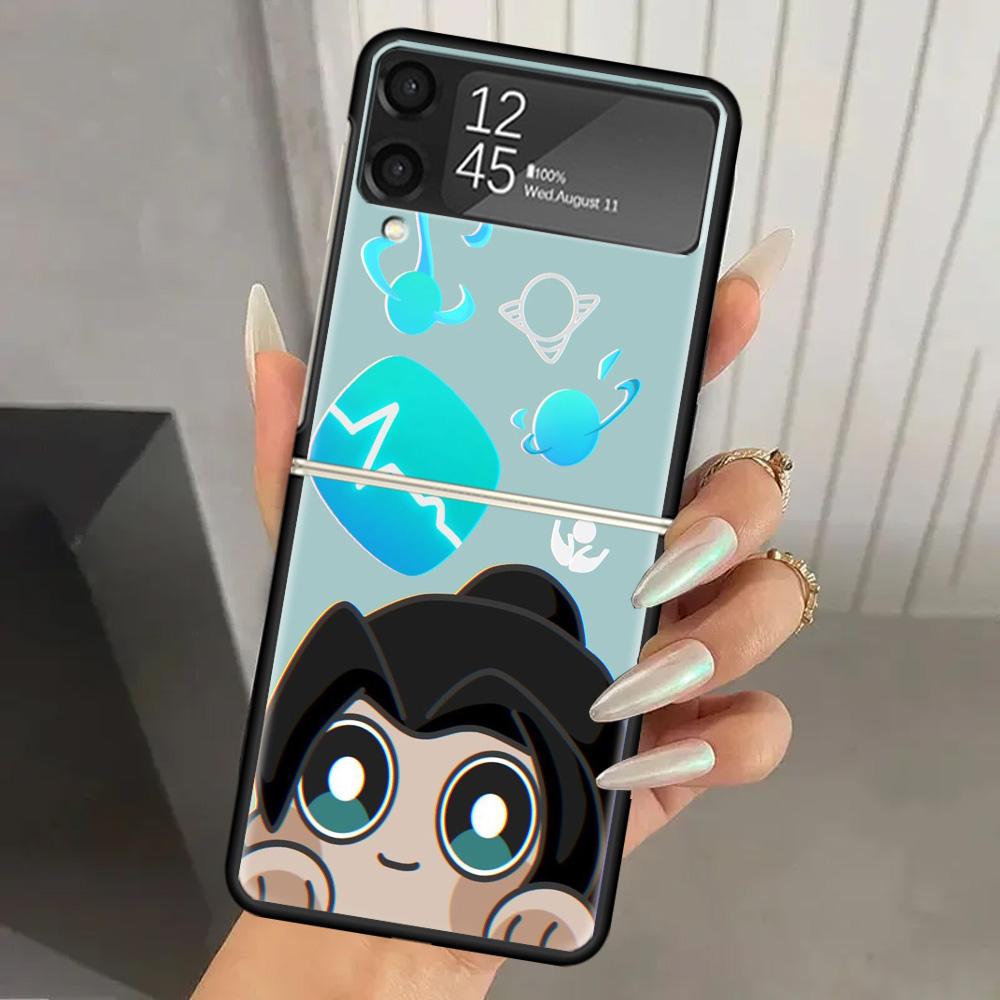 Game Valorant Cute Hard PC Phone Case For Samsung Galaxy Z Flip 7 6 5 4 3 Black ZFlip7 ZFlip6 Flip5 Flip4 Flip3 5G Print Cover G