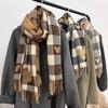 Women's Plaid Heart Snood: Cozy Korean-Style Winter Shawl Scarf