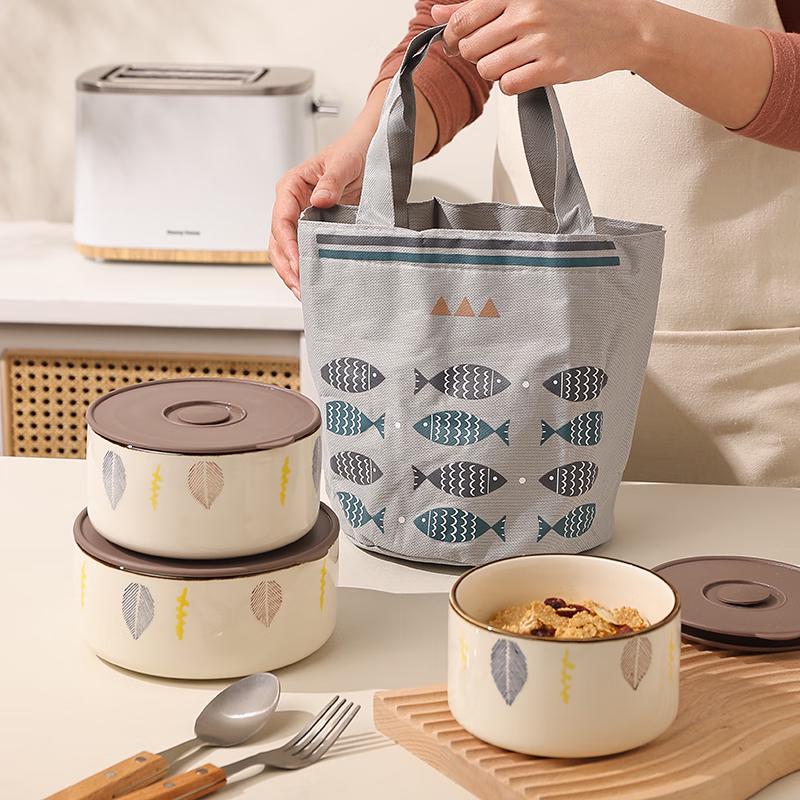 Набор керамических контейнеров для хранения свежих продуктов и бенто-боксов с термосумкой