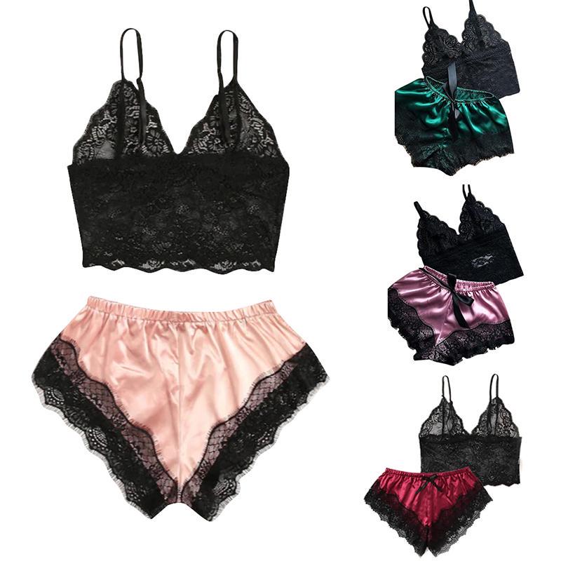 

Нижнее женское кружевное белье - топ+шорты