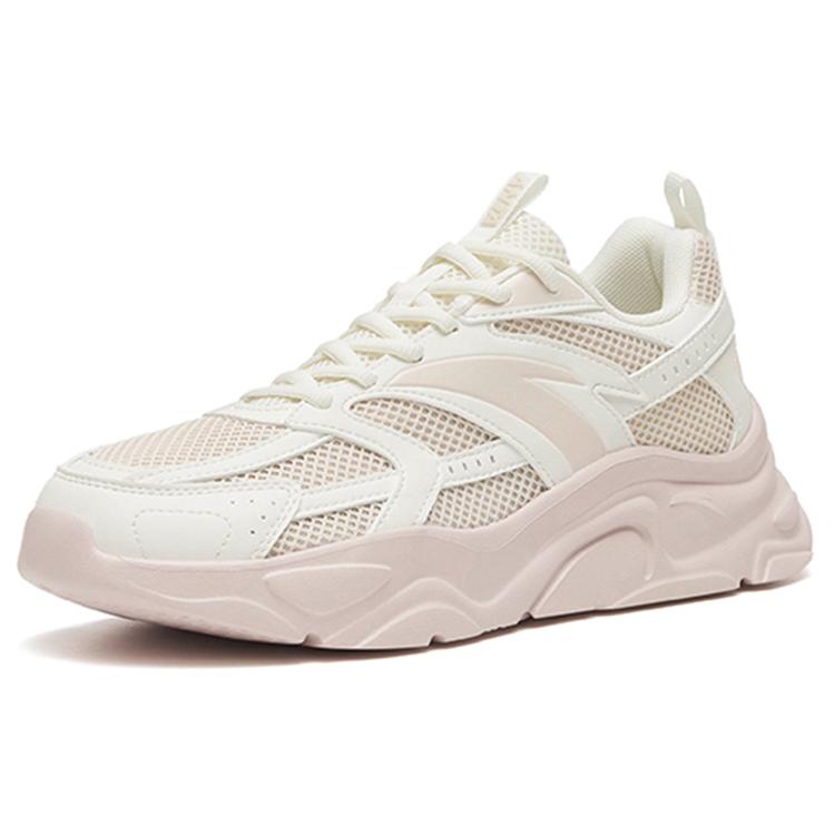 New Anta Cushioned Anti-Slip Wear-Resistant Breathable Lightweight Low-Top Casual Shoes Women's White Pink 122258891-2
