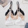 Large size underwear French thin lace edge bra suspender sexy front buckle seamless chest wrap