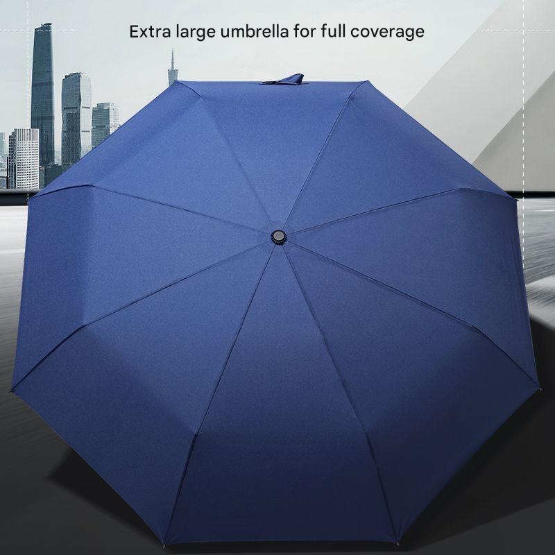 Light Luxury Fully Automatic tri-fold Umbrella Reinforced Windproof Rainproof Men's Sunny Rain Dual-use Business Umbrella