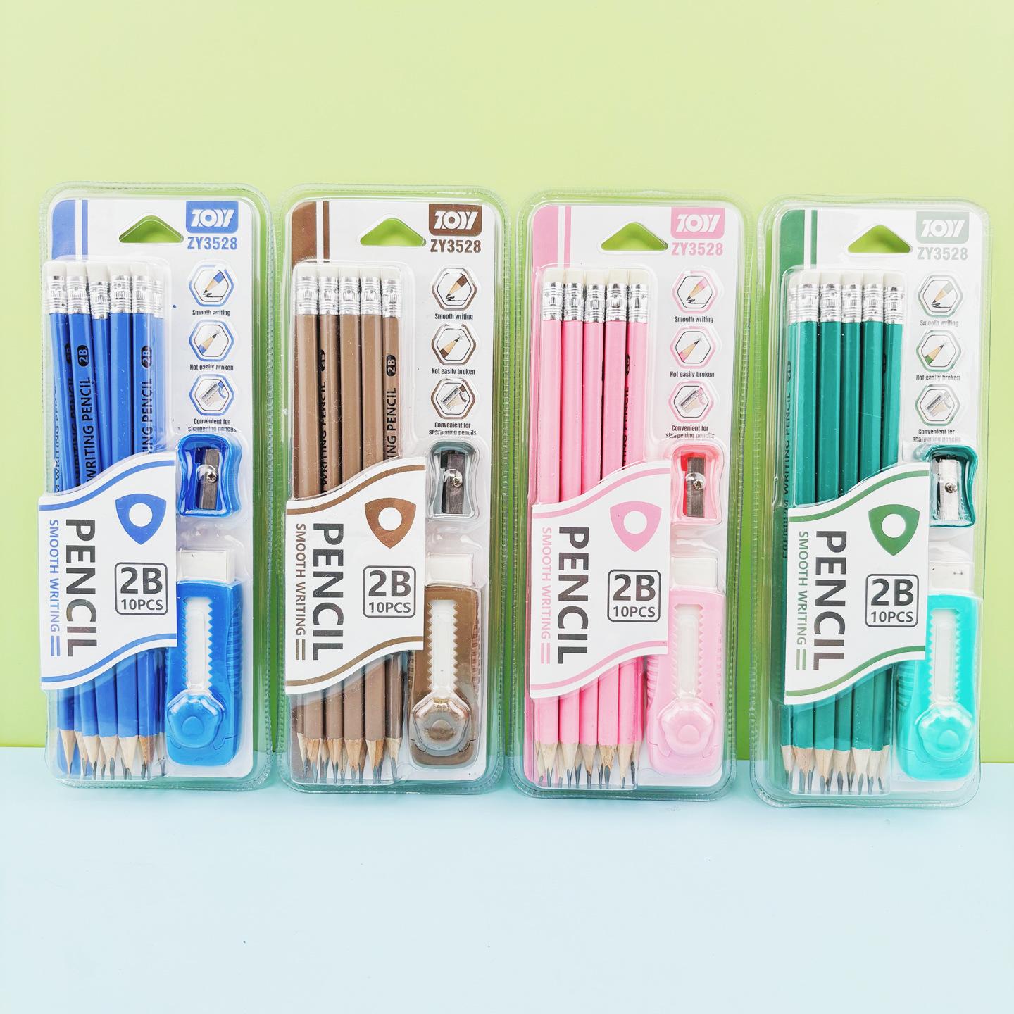 Triangular Barrel 2B Pencil Set - Dopamine Colored for Students Random Color Delivery (Single Card Price)