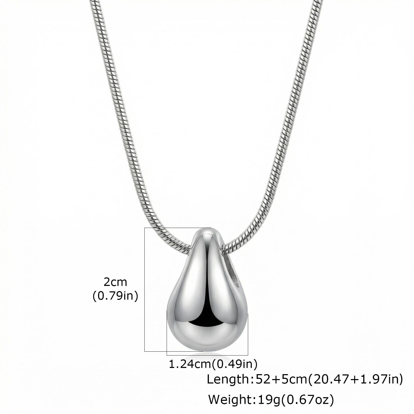 Water Droplet Shape Pendant Necklace for Women, Stainless Steel Female Necklace Waterproof Chain Pendant Jewelry Gift