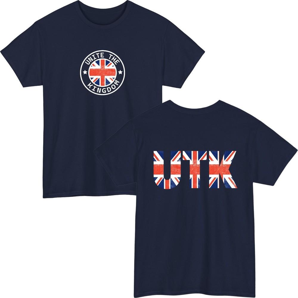 Unite the kingdom tshirt centre chest  back uk flag british patriotic gift top S