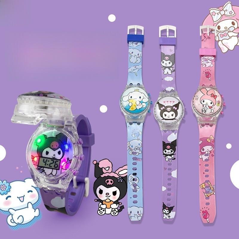 Hello Kitty Otočný flip kryt Lehký hudební hodinky Pro děti Interaktivní Decora
