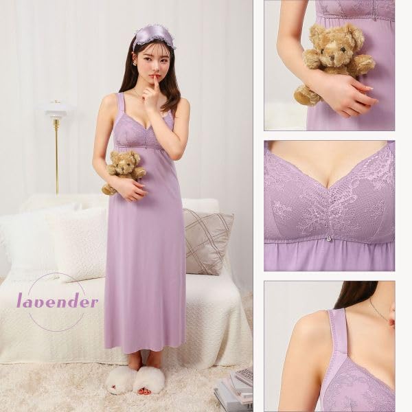 Blooming Flora Loungewear Pajama Dress with Maxi and Integrated Night Bra for Day and Night Available in and LL Summer Sizes Cups, Length, Use, M, L,