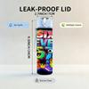 1PC Rainbow Six Seven Bright Graffiti Text 750ml Color Plastic Water Bottle Leakproof Flip Straw Lid For Sports Office Home Use