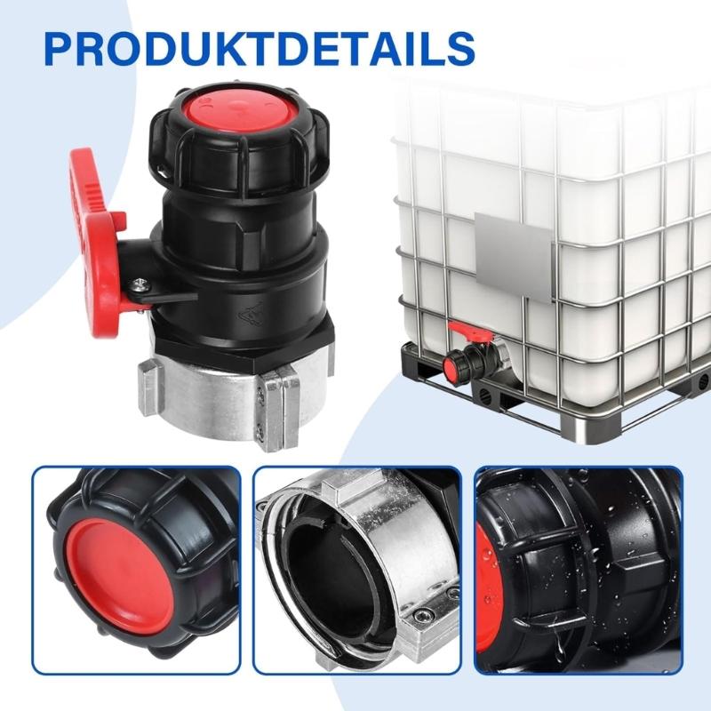 Korrosionsbeständige 75mm Kugelhahn-Adapter Aluminium-Kunststoff-Adapter für IBC-Container Regentonnen Entwässerungssysteme