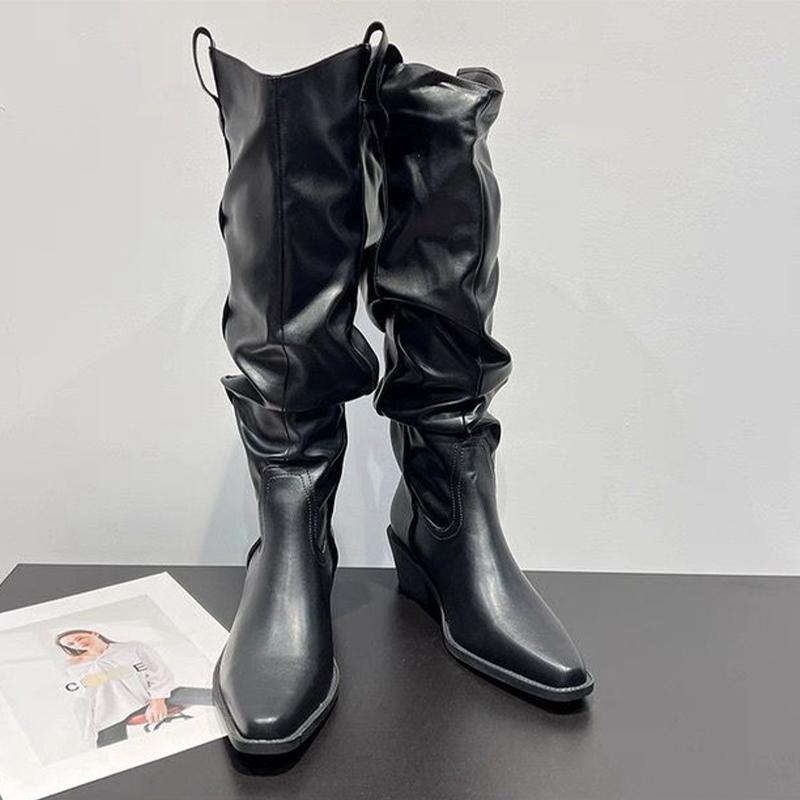 Fashion High Boots for Women Suede Pointed Toe Designer Shoes Mid Heels Fashion Pumps 2025 Winter New Chelsea Boots Femme Zapatillas