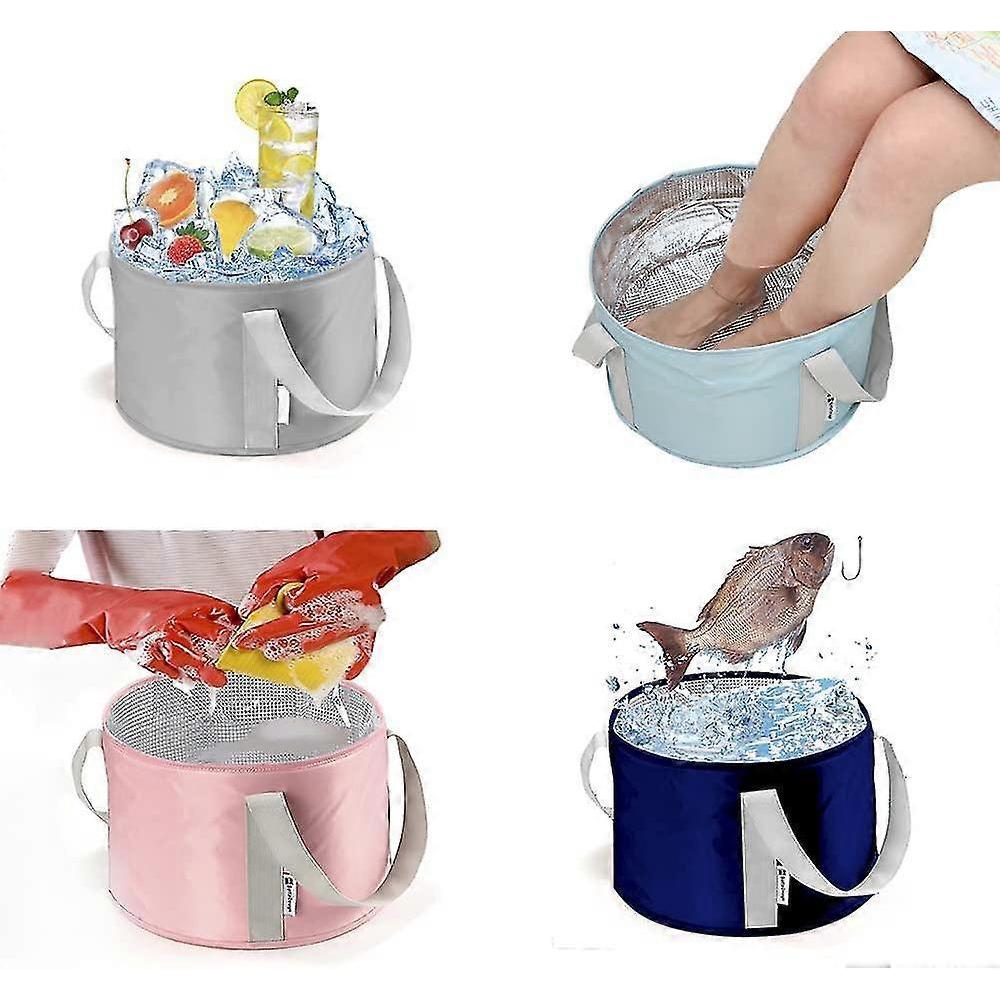 Folding Bucket,Collapsible Outdoor Bucket Portable Travel Basin Heat Waterproof Tub (Gray)