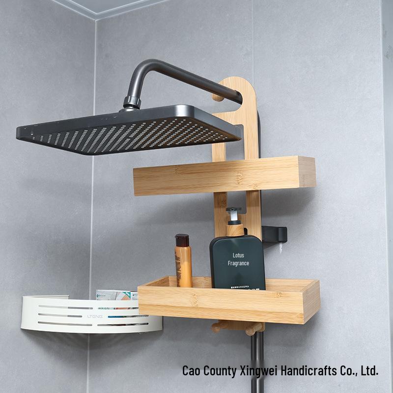 Wall-Mounted Bathroom Storage Rack with Hooks