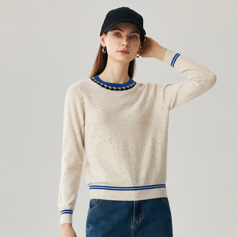 Zhaojun Women's Round Neck 100% Cashmere Speckle Sweater
