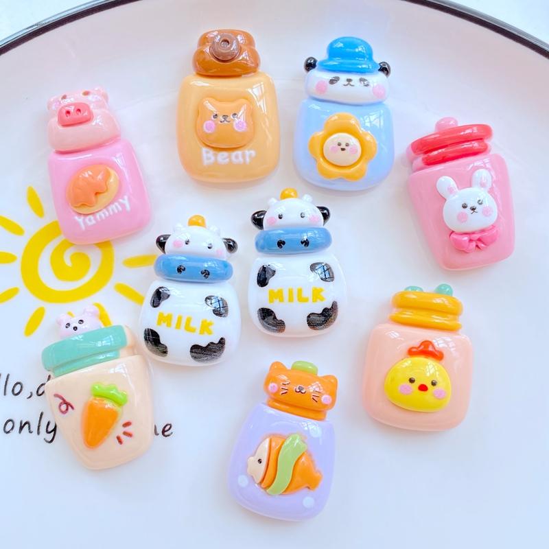 8Pcs New Mini Cute Cartoon Animal Beverage Cup Series Flat Back Resin Scrapbooking DIY Jewelry Craft Decoration Accessorie