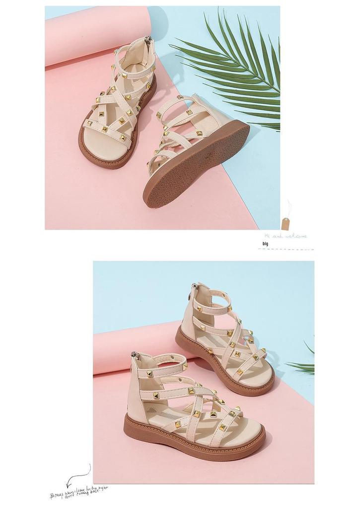 Summer 2026 Girls' Stylish Princess Sandals: Soft Sole Roman Style Baby Shoes